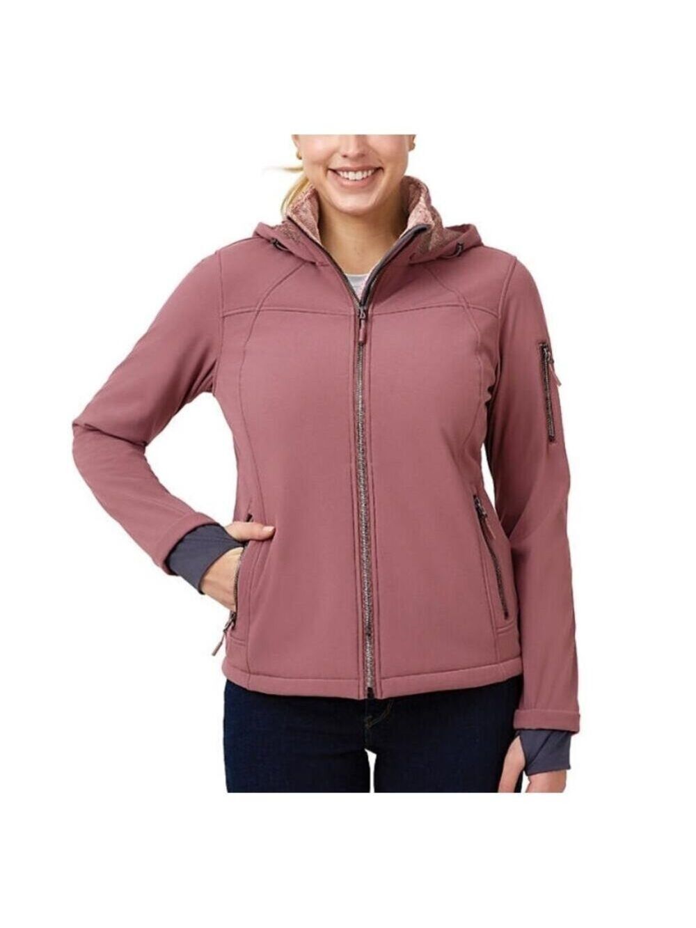 FREE COUNTRY WOMEN'S SOFTSHELL JACKET HOODED BLOSSOM PINK XL XXL